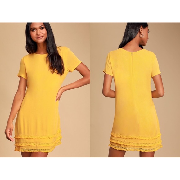 yellow shift dress